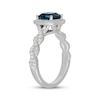 Thumbnail Image 5 of Neil Lane Cushion-Cut London Blue Topaz & Diamond Halo Engagement Ring 1/2 ct tw 14K White Gold
