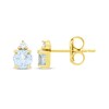 Thumbnail Image 3 of Aquamarine & Diamond Accent Stud Earrings 10K Yellow Gold