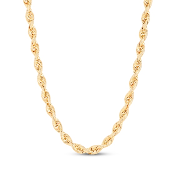 Rope Chain Necklace 4.5mm Solid 14K Yellow Gold 24"