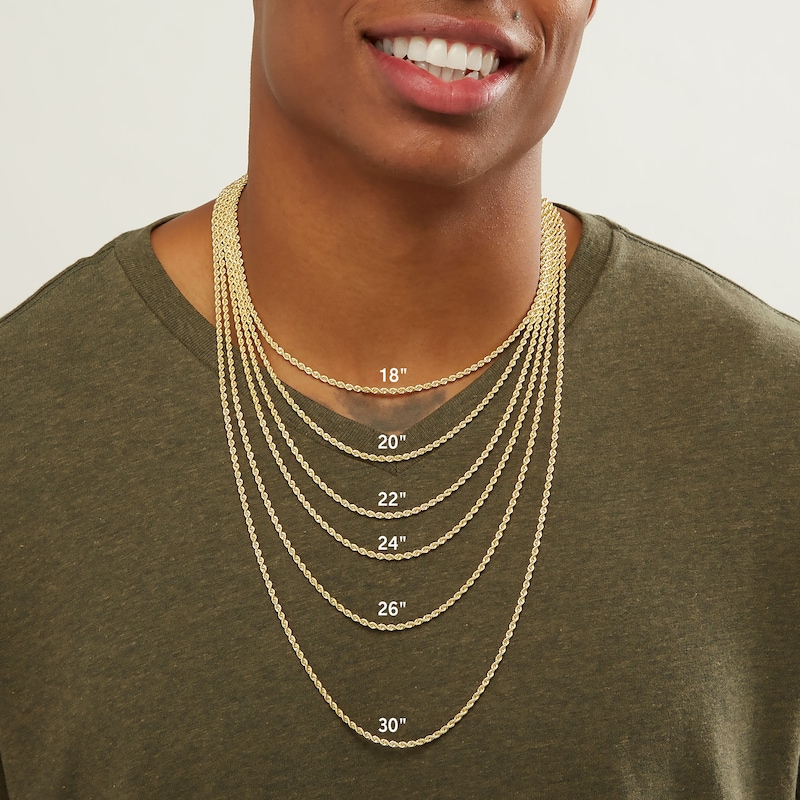Main Image 7 of Rope Chain Necklace 4.5mm Solid 14K Yellow Gold 24"