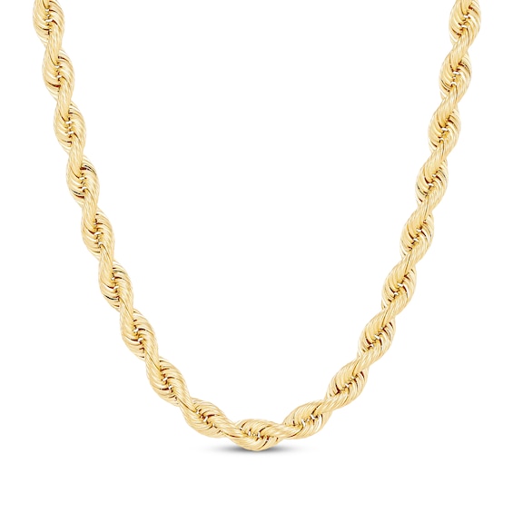 Rope Chain Necklace 6.4mm Solid 14K Yellow Gold 22"