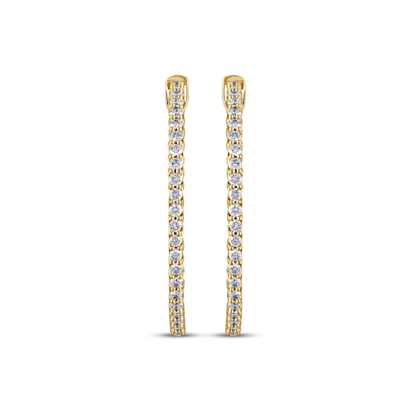 Main Image 2 of Diamond Inside-Out Hoop Rope Twist Earrings 1 ct tw 14K Yellow Gold