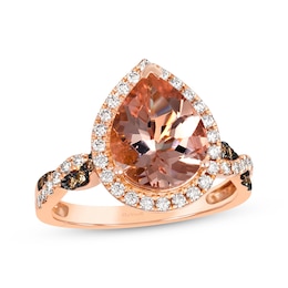 Le Vian Pear-Shaped Morganite Ring 3/8 ct tw Diamonds 14K Strawberry Gold