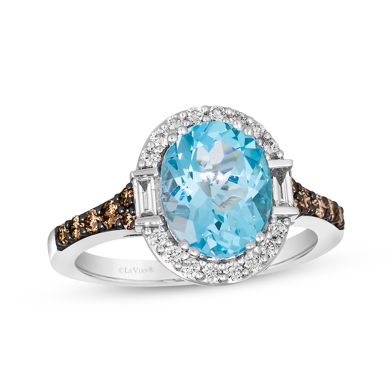 Main Image 1 of Le Vian Oval-Cut Blue Topaz Ring 1/2 ct tw Diamonds 14K Vanilla Gold