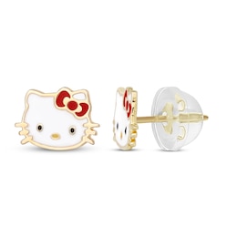 Children's Hello Kitty Enamel Stud Earrings 14K Yellow Gold