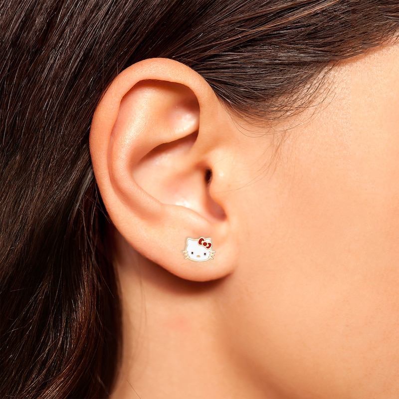 Main Image 3 of Children's Hello Kitty Enamel Stud Earrings 14K Yellow Gold