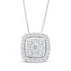Thumbnail Image 1 of Multi-Diamond Cushion-Shaped Halo Necklace 1 ct tw 10K White Gold 18"
