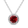 Thumbnail Image 1 of Lab-Created Ruby & White Lab-Created Sapphire Necklace Sterling Silver 18"