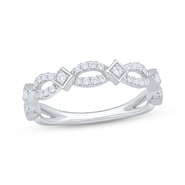 Diamond Scalloped Split Fashion Ring 1/4 ct tw 10K White Gold