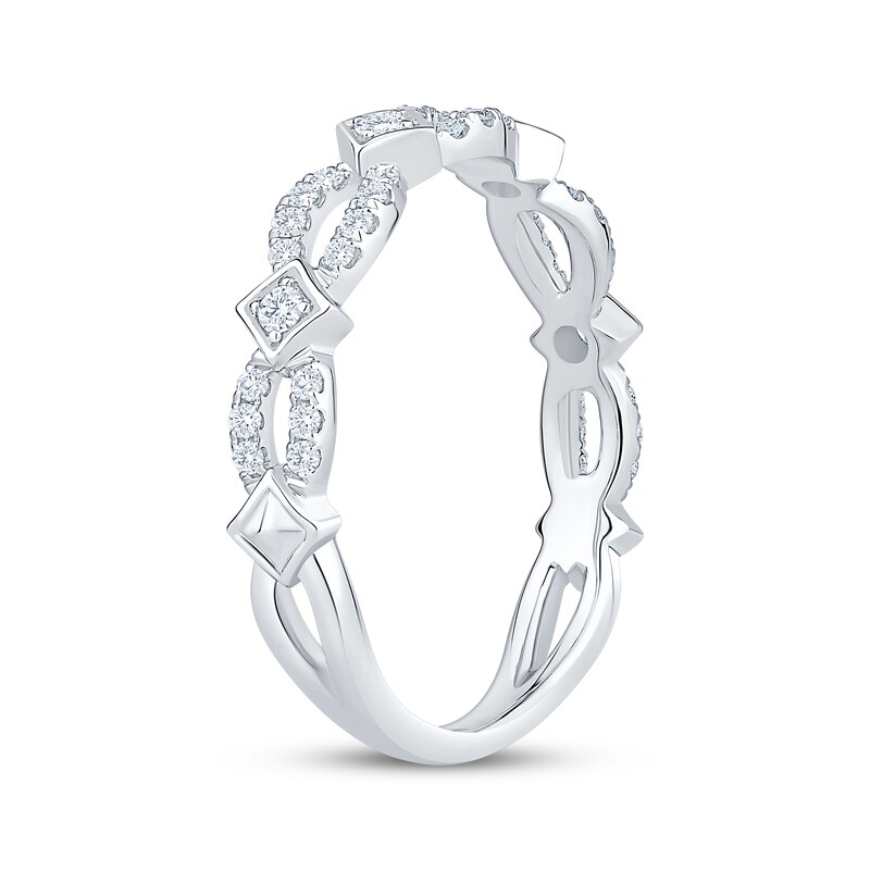 Main Image 2 of Diamond Scalloped Split Fashion Ring 1/4 ct tw 10K White Gold