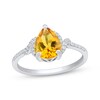Thumbnail Image 1 of Pear-Shaped Citrine & White Lab-Created Sapphire Ring Sterling Silver