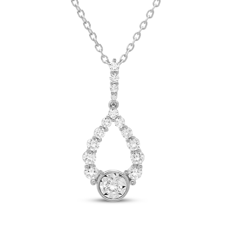 Main Image 1 of Milestones Diamond Teardrop Necklace 1/4 ct tw 10K White Gold 18"