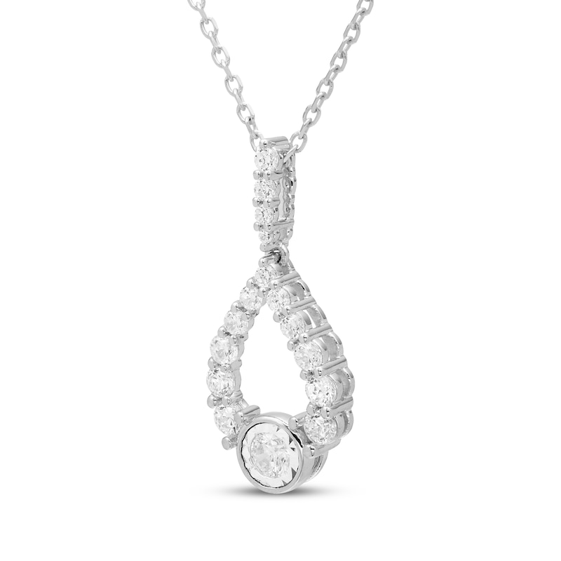 Main Image 2 of Milestones Diamond Teardrop Necklace 1/4 ct tw 10K White Gold 18"