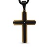 Thumbnail Image 1 of Men's Diamond Accent Cross Necklace Black & Yellow Ion-Plated Stainless Steel 24"