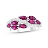 Thumbnail Image 1 of Marquise-Cut Lab-Created Ruby & White Lab-Created Sapphire Cluster Ring Sterling Silver