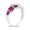 Thumbnail Image 2 of Marquise-Cut Lab-Created Ruby & White Lab-Created Sapphire Cluster Ring Sterling Silver