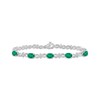Thumbnail Image 1 of Oval-Cut Lab-Created Emerald & White Lab-Created Sapphire infinity Link Bracelet Sterling Silver 7.5"
