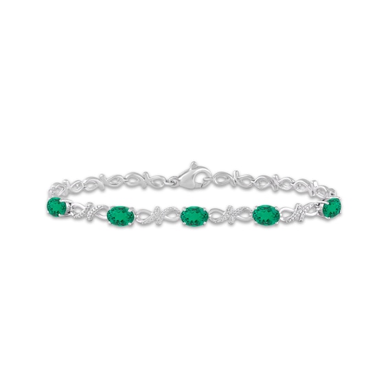 Sterling Silver Oval Gemstone with Infinity Links Bracelets Sterling Silver Oval Gemstone with Infinity Links Bracelets