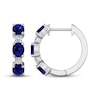 Thumbnail Image 1 of Memories Moments Magic Oval-Cut Blue Lab-Created Sapphire & Diamond Hoop Earrings 1/15 ct tw Sterling Silver