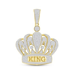 Diamond "KING" Crown Charm 3/4 ct tw 10K Yellow Gold