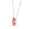 Thumbnail Image 2 of Oval-Cut Natural Ruby & Diamond Open Circle Necklace 1/4 ct tw 14K Yellow Gold 18"
