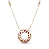 Thumbnail Image 3 of Oval-Cut Natural Ruby & Diamond Open Circle Necklace 1/4 ct tw 14K Yellow Gold 18"