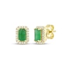 Thumbnail Image 1 of Emerald-Cut Natural Emerald & Diamond Earrings 1/10 ct tw 14K Yellow Gold