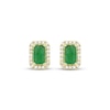 Thumbnail Image 2 of Emerald-Cut Natural Emerald & Diamond Earrings 1/10 ct tw 14K Yellow Gold