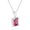 Thumbnail Image 2 of Emerald-Cut Lab-Created Ruby Solitaire Necklace Sterling Silver 18"