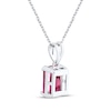 Thumbnail Image 3 of Emerald-Cut Lab-Created Ruby Solitaire Necklace Sterling Silver 18"