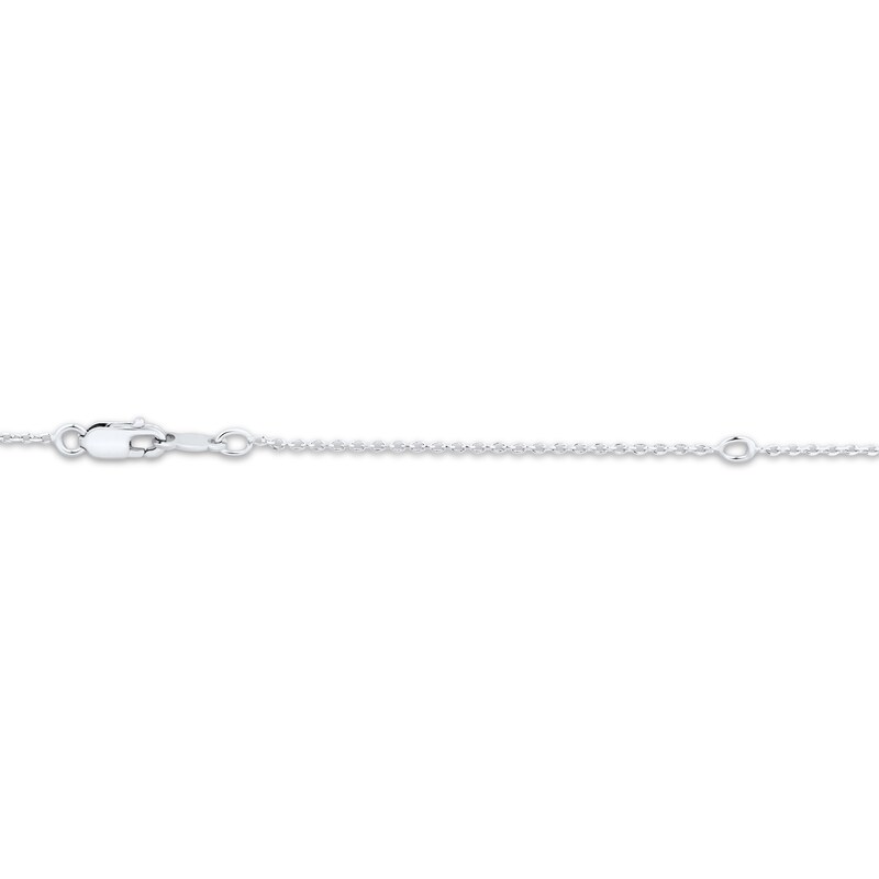 Main Image 4 of Emerald-Cut Lab-Created Ruby Solitaire Necklace Sterling Silver 18"