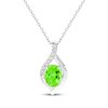 Thumbnail Image 1 of Oval-Cut Peridot & White Lab-Created Sapphire Necklace Sterling Silver 18"