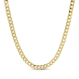 5.7mm Curb Chain Necklace & Bracelet Set Semi-Solid 10K Yellow Gold