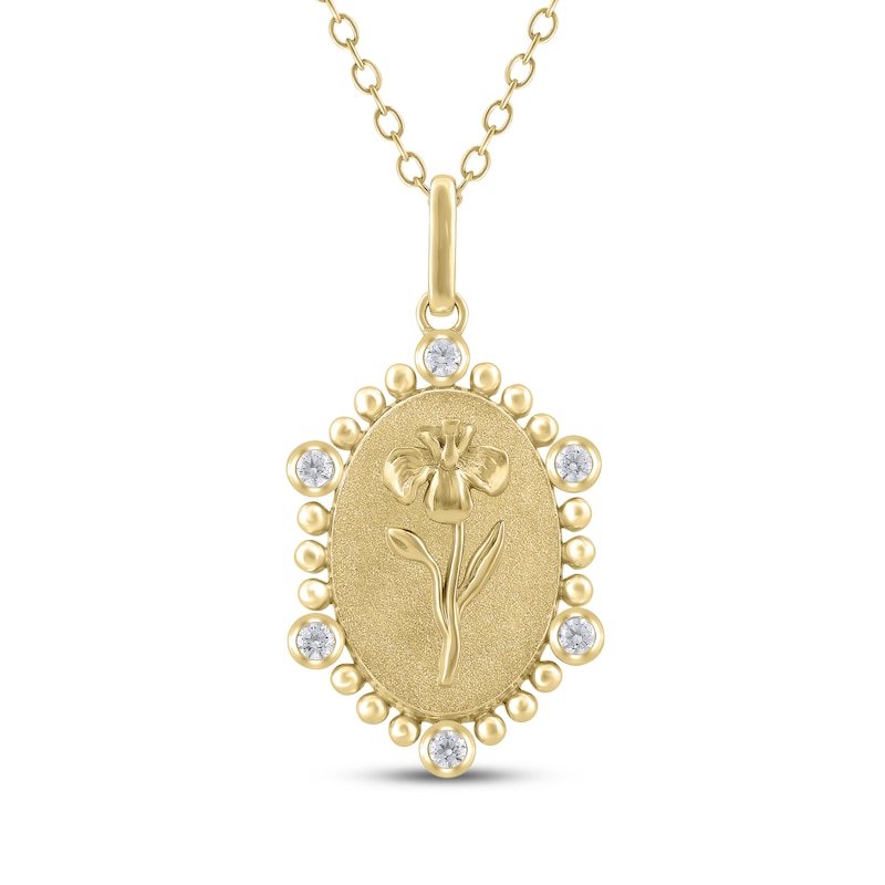 Main Image 1 of Iris Birth Flower Diamond Necklace 1/10 ct tw 10K Yellow Gold 18"