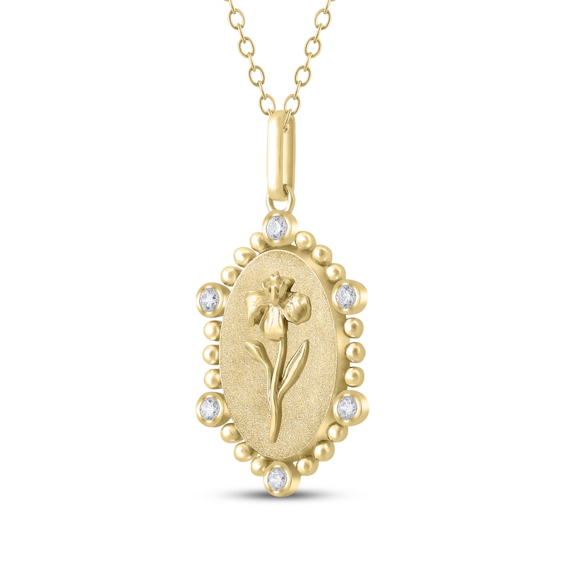 Main Image 2 of Iris Birth Flower Diamond Necklace 1/10 ct tw 10K Yellow Gold 18"