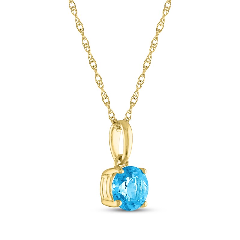 Main Image 2 of Swiss Blue Topaz Solitaire Necklace 10K Yellow Gold