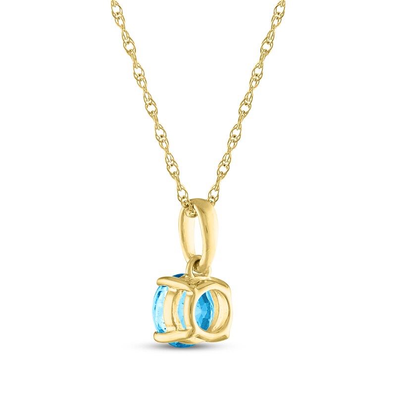 Main Image 3 of Swiss Blue Topaz Solitaire Necklace 10K Yellow Gold
