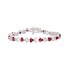 Thumbnail Image 1 of Heart-Shaped Lab-Created Ruby & White Lab-Created Sapphire Alternating Link Bracelet Sterling Silver 7"