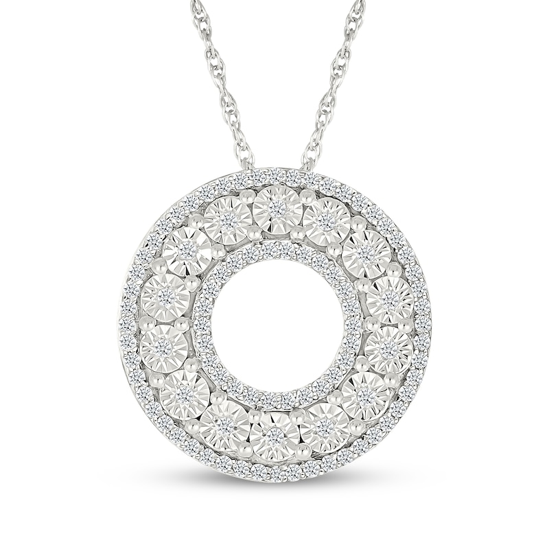Diamond Open Circle Necklace 1/5 ct tw Sterling Silver 18&quot