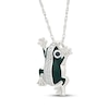 Thumbnail Image 2 of Black & White Diamond Green Enamel Frog Necklace 1/10 ct tw Sterling Silver 18"