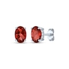 Thumbnail Image 1 of Oval-Cut Garnet & White Lab-Created Sapphire Stud Earrings Sterling Silver