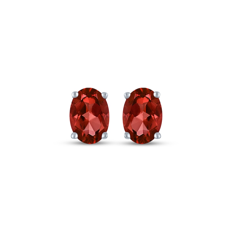 Main Image 2 of Oval-Cut Garnet & White Lab-Created Sapphire Stud Earrings Sterling Silver