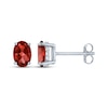 Thumbnail Image 3 of Oval-Cut Garnet & White Lab-Created Sapphire Stud Earrings Sterling Silver