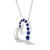 Thumbnail Image 2 of Blue & White Lab-Created Sapphire Tilted Heart Necklace Sterling Silver 18"