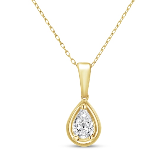 KAY Lab-Grown Diamonds Pear-Shaped Solitaire Necklace 1/2 ct tw 10K Yellow Gold 18" (F/SI2)