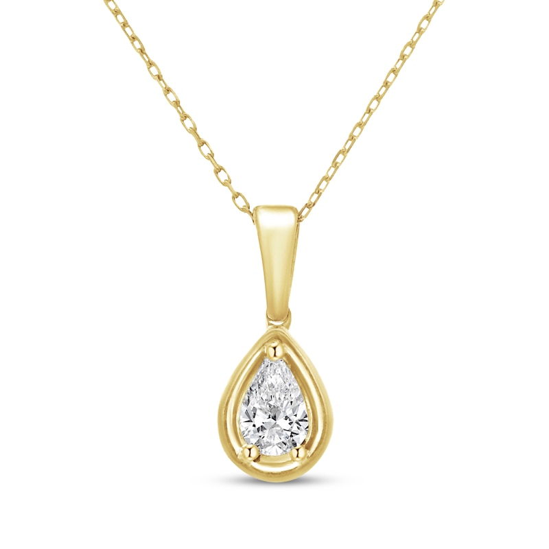 Main Image 1 of KAY Lab-Grown Diamonds Pear-Shaped Solitaire Necklace 1/2 ct tw 10K Yellow Gold 18" (F/SI2)