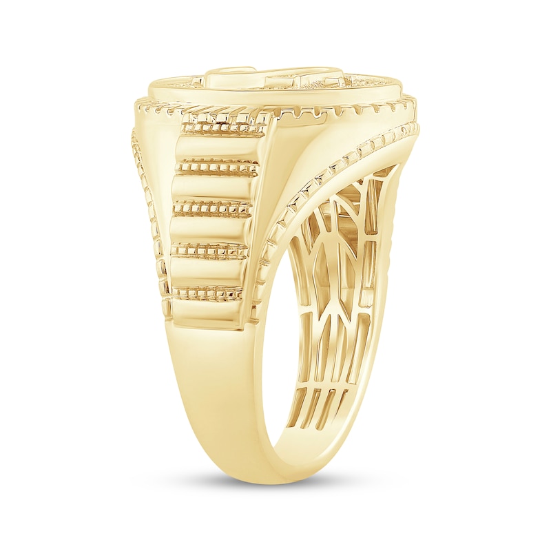 Main Image 2 of Men's Diamond Accent Dollar Sign Ring 10K Yellow Gold
