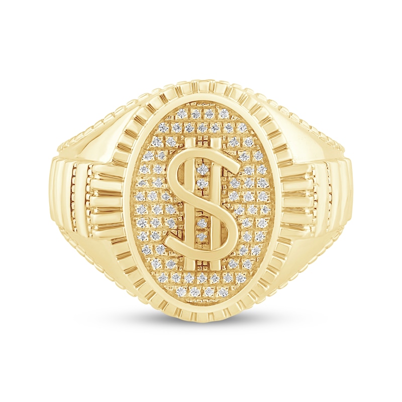 Main Image 3 of Men's Diamond Accent Dollar Sign Ring 10K Yellow Gold