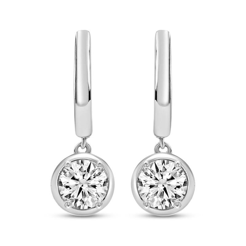Main Image 2 of KAY Lab-Grown Diamonds Round-Shaped Solitaire Dangle Hoop Earrings 1/2 ct tw 10K White Gold (F/SI2)