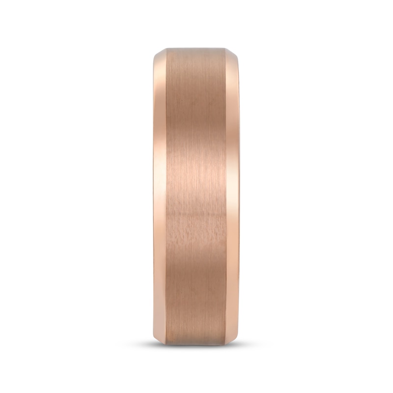 Main Image 2 of Beveled Edge Wedding Band Rose Ion-Plated Tungsten Carbide 7mm